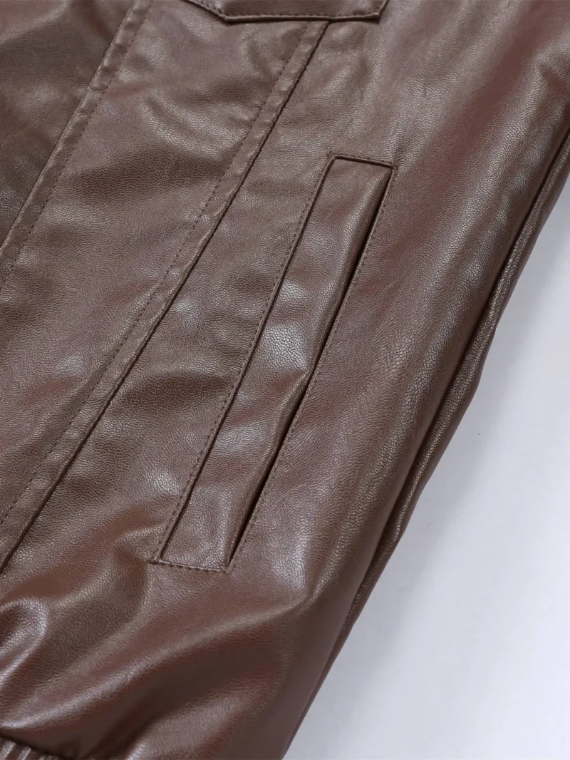 Men’s PU Leather Varsity Biker Jacket Coat