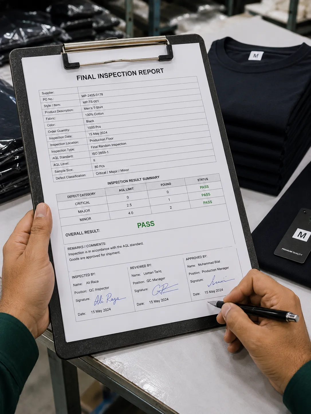 Signed inspection report