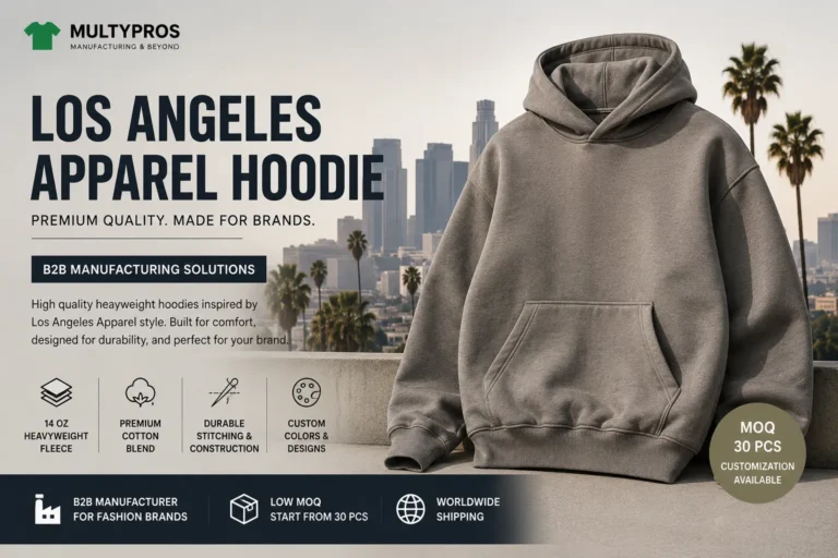 Los Angeles Apparel hoodie custom clothing manufacturing and apparel production by Multypros